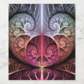 Hartslag, Abstracte Surreal Fantasy Fractal Art Wijn Etiket (Enkel label)