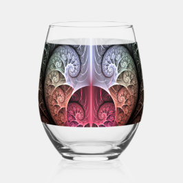 Hartslag, Abstracte Surreal Fantasy Fractal Art Wijnglas Zonder Voet