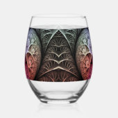 Hartslag, Abstracte Surreal Fantasy Fractal Art Wijnglas Zonder Voet (Rechts)
