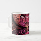 Hartslag, Abstracte Surreal Fantasy Fractal Text Koffiemok (Voorkant links)