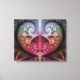 Hartslag, Abstracte Surrealistische Fantasie Fract Canvas Afdruk