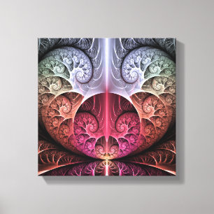 Hartslag, Abstracte Surrealistische Fantasie Fract Canvas Afdruk