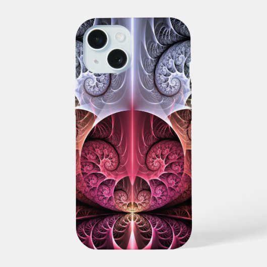 Hartslag, Abstracte Surrealistische Fantasie Fract iPhone 15 Case (Achterkant)