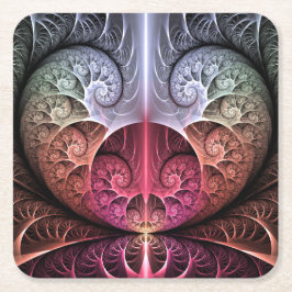 Hartslag, Abstracte Surrealistische Fantasie Fract Kartonnen Onderzetters