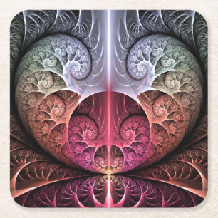 Hartslag, Abstracte Surrealistische Fantasie Fract Kartonnen Onderzetters