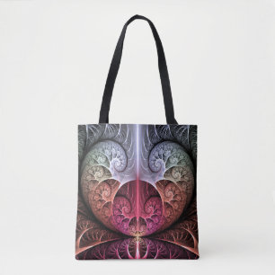 Hartslag, Abstracte Surrealistische Fantasie Fract Tote Bag