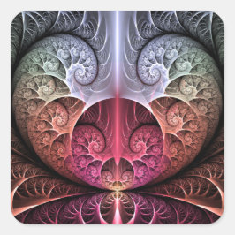 Hartslag, Abstracte Surrealistische Fantasie Fract Vierkante Sticker