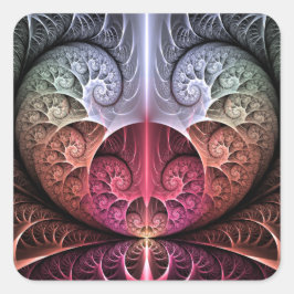 Hartslag, Abstracte Surrealistische Fantasie Fract Vierkante Sticker