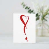 Hartslag als uitroepteken, bloedend hart briefkaart (Staand voorkant)