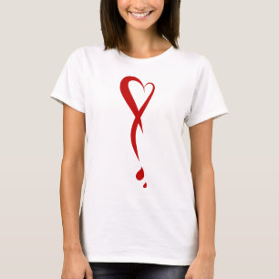 Hartslag als uitroepteken, bloedend hart t-shirt