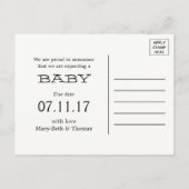  hartslag Baby Vervaldatum bekendmaking Aankondigingskaart (Achterkant)