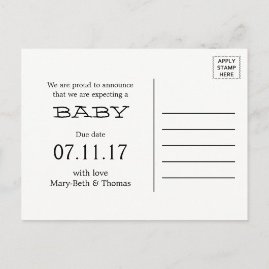  hartslag Baby Vervaldatum bekendmaking Aankondigingskaart (Achterkant)