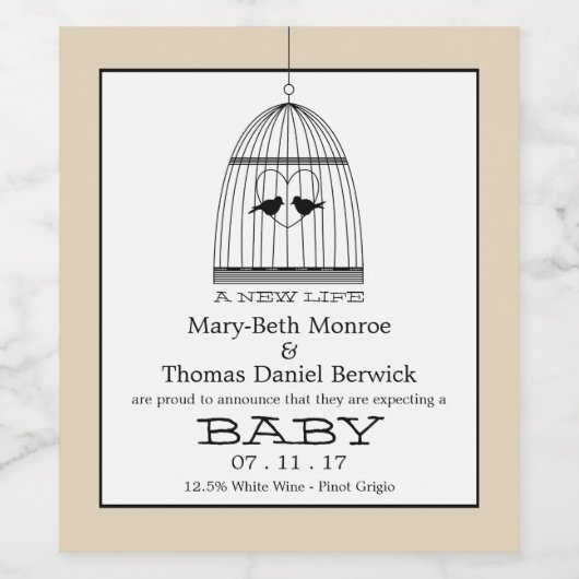 hartslag Baby Vervaldatum bekendmaking Wijn Etiket (Enkel label)