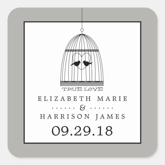  hartslag bruiloft met True Love Wedding Vierkante Sticker (Voorkant)