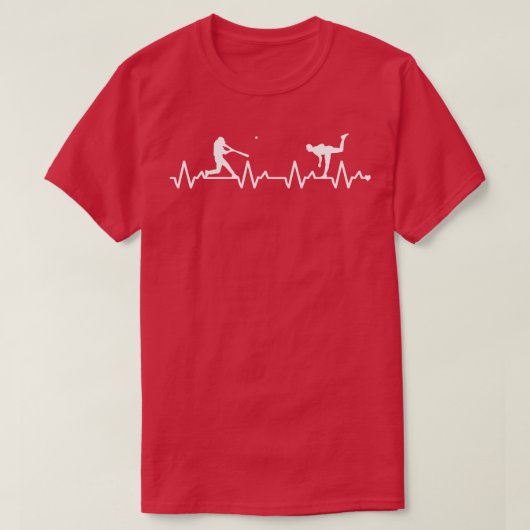 Hartslag ECG Hitteritme Hart Liefde Honkbal Rechts T-shirt (Design voorkant)
