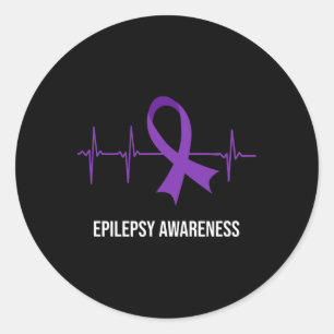 Hartslag Ecg-ontwerp epilepsiebewustzijn Ronde Sticker