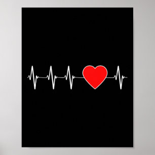 Hartslag ECG Red Heart Disease Aware Poster