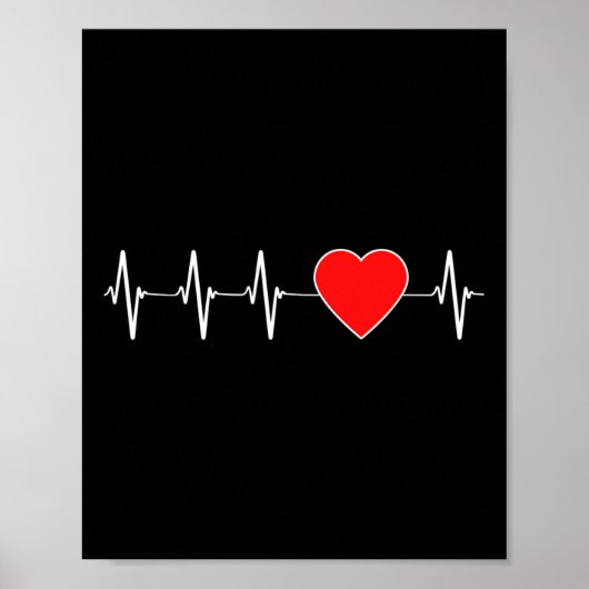 Hartslag ECG Red Heart Disease Aware Poster (Voorkant)