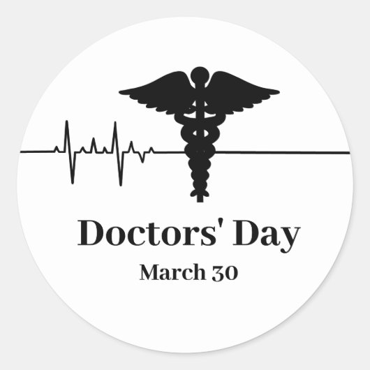 Hartslag en Caduceus Doctor Name Tag Sticker (Voorkant)