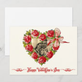  hartslag Floral Wreath Happy Valentine Dag Feestdagenkaart (Voorkant / Achterkant)