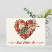  hartslag Floral Wreath Happy Valentine Dag Feestdagenkaart (Staand voorkant)