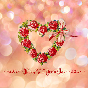  hartslag Floral Wreath Happy Valentine Dag Raamsticker
