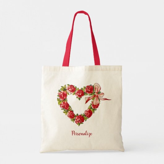  hartslag Floral Wreath Happy Valentine Dag Tote Bag (Achterkant)
