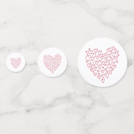 Hartslag gemaakt met rode harten Confetti (Achterkanten)