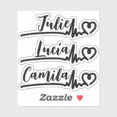 Hartslag Hart Beat 3 Namen Cool Aangepaste Naam Sticker (Vel)