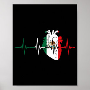 Hartslag Hart Mexico Vlag Liefde Mexicaanse Mannen Poster
