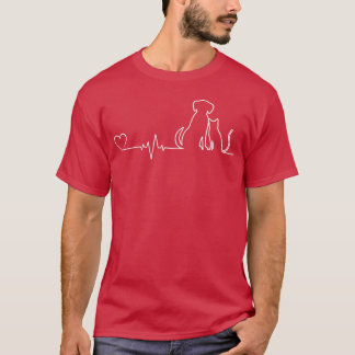 Hartslag Hond en Kat Hart Hond Kat Grappige jongen T-shirt