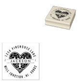 Hartslag in cirkelvormig retouradres Kunststempel Rubberstempel (Gestempeld)