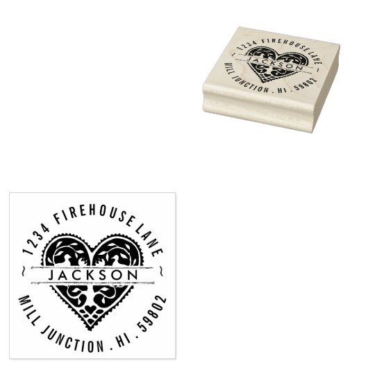 Hartslag in cirkelvormig retouradres Kunststempel Rubberstempel (Gestempeld)