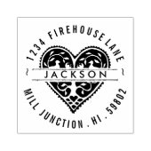 Hartslag in cirkelvormig retouradres Kunststempel Rubberstempel (Afrduk)