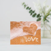 Hartslag in de zand. Valentijnsdag Feestdagenkaart (Staand voorkant)