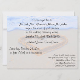 Hartslag in de Zandstrand bruiloft Kaart