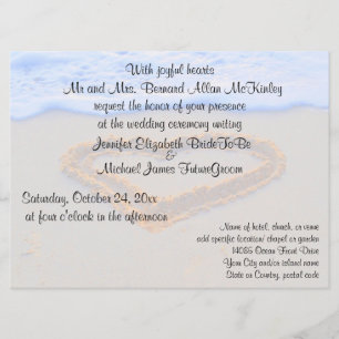 Hartslag in de Zandstrand bruiloft Kaart