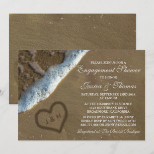 Hartslag in de zandstrand Verloving Kaart