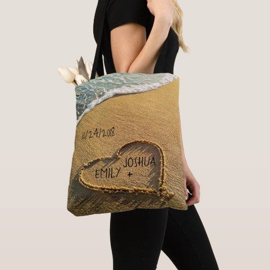 Hartslag in het zand-tropisch strand tote bag (Dichtbij)