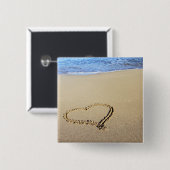 Hartslag in het zand vierkante button 5,1 cm (Voorkant /achterkant)