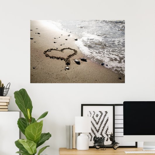 Hartslag in zand poster/canvas poster (Thuiskantoor)