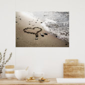 Hartslag in zand poster/canvas poster (Keuken)