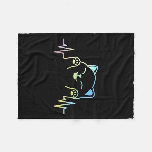 Hartslag Kattenliefhebber Dierensilhouet Schattige Fleece Deken (Voorkant (Horizontaal))