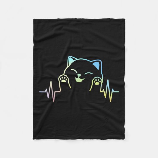 Hartslag Kattenliefhebber Dierensilhouet Schattige Fleece Deken (Voorkant)