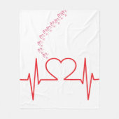 Hartslag Liefde - Minimalistisch Hart en ECG Line  Fleece Deken (Voorkant)