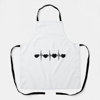 Hartslag met kleine hartjes cardio ECG Schort