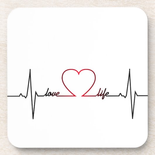Hartslag met liefde inspirerend citaat bier onderzetter (Voorkant)