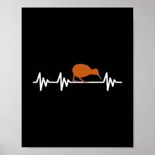 Hartslag Nieuw-Zeeland Vlag Kiwi Vogel Reizen Vaka Poster