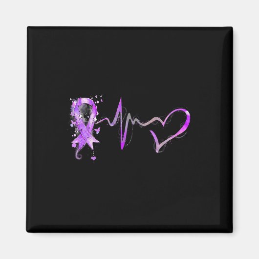 Hartslag Paarse lint Pancreaskankerbewustzijn Magneet (Voorkant)