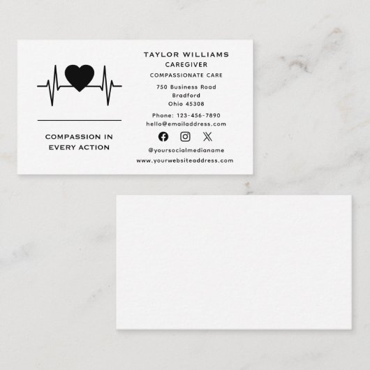 Hartslag Pulse Hart ECG Gezondheidszorgverlener Visitekaartje (Voorkant / Achterkant)